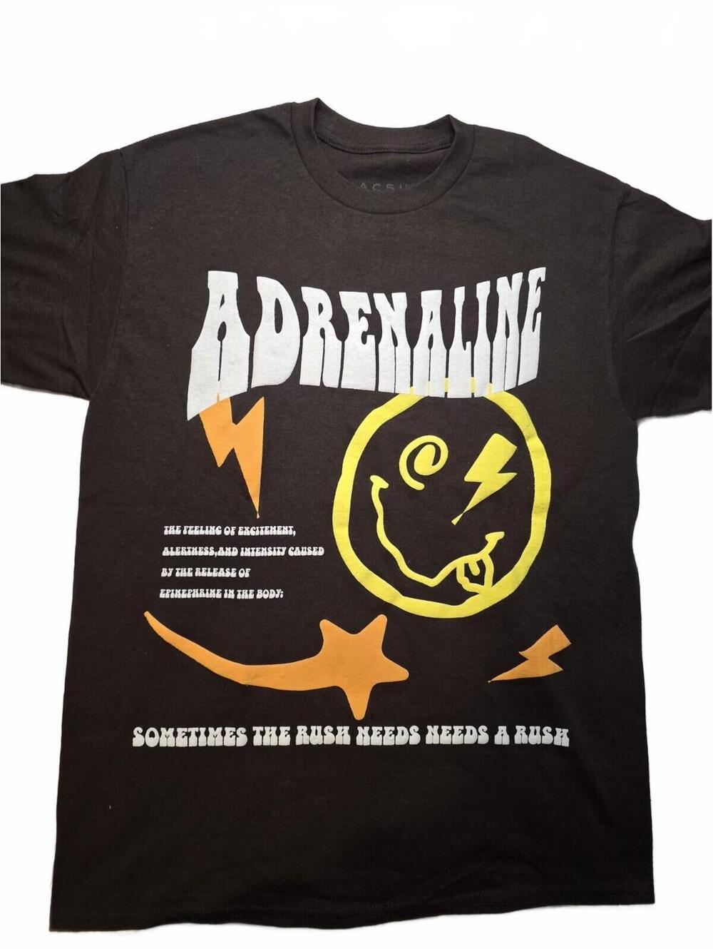 PacSun Adrenaline Graphic Tee Brown Lightning Smile Medium